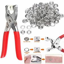 Metal Hand Press Button Plier With 50 Tich Buttons | Tich and Snap Button Press Tool DIY