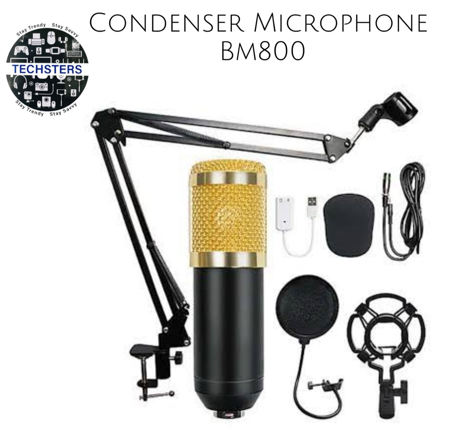 3.1 Professional Condenser Microphone - Podcast Mic Set Condenser Microphone With Rechargeable Auxiliary Background For Karaoke Singing, Youtube Recording Mic Set For Youtube | Mic Kit