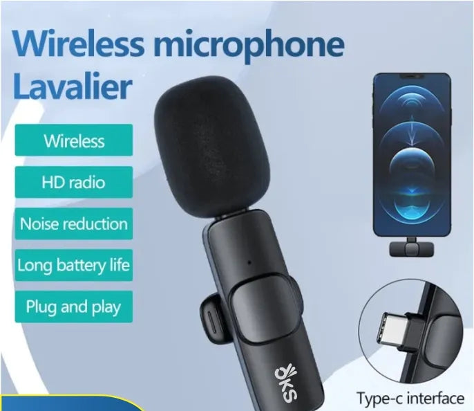 K8 Wireless Lavalier Microphone System | Plug-and-Play Clip-On Mic for Mobile Phones