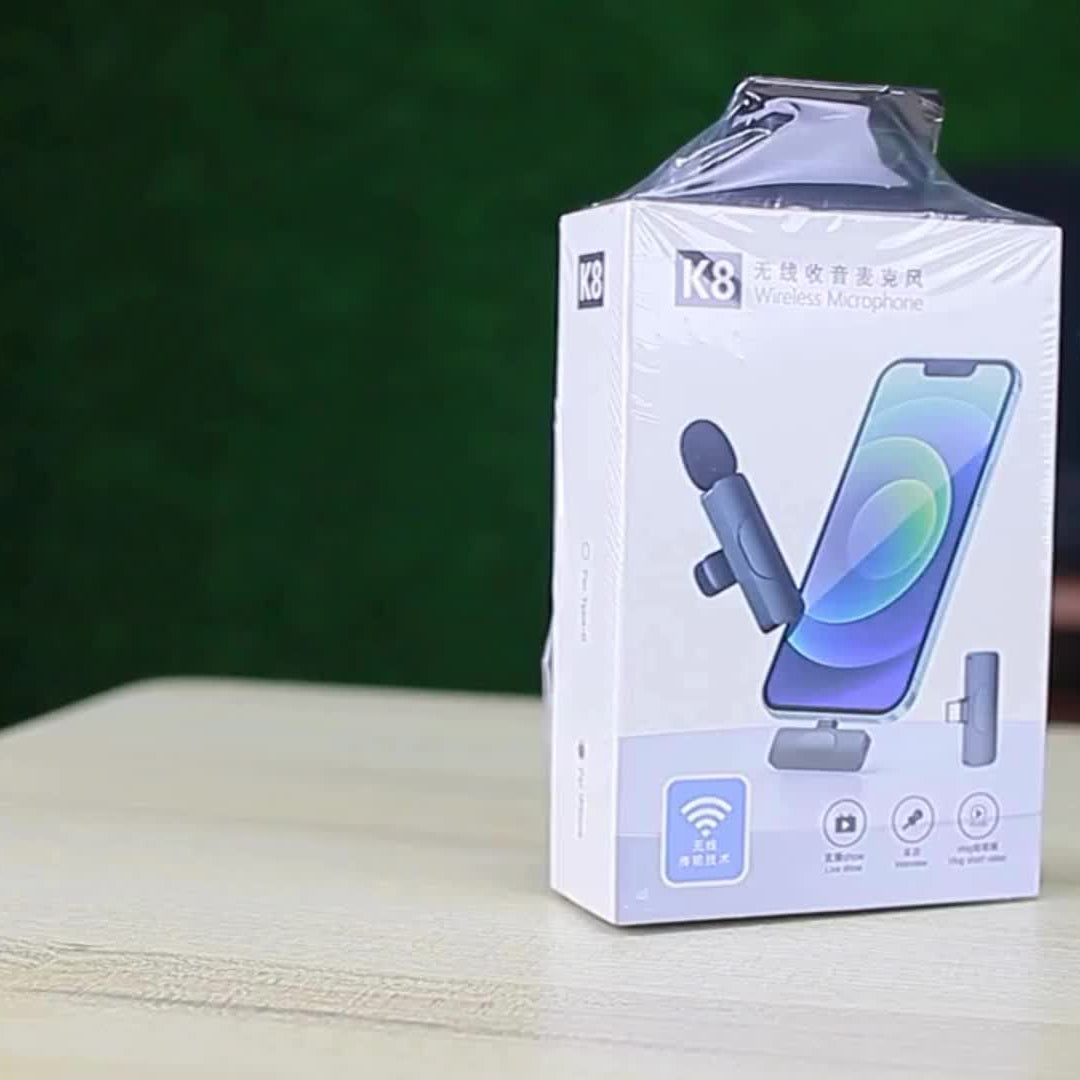 K8 Wireless Lavalier Microphone System | Plug-and-Play Clip-On Mic for Mobile Phones